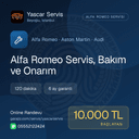 Alfa Romeo Servis, Bakım ve Onarım